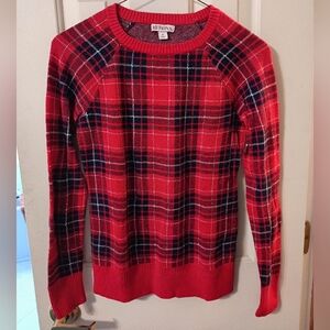 Merona - Women's Soft Red Plaid Sweater - Sz S - EUC